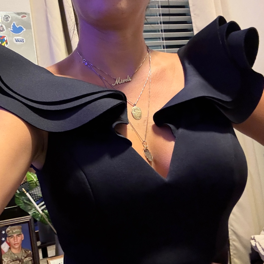 Eliza J Navy Ruffled Dress